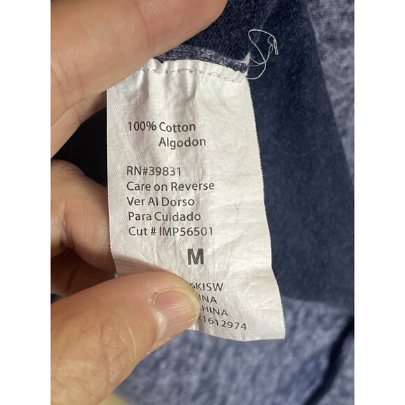 Democracy Distressed Blue Lightweight Knit Sweater Womens Sz M Top Boho Grunge - Picture 7 of 8